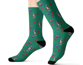 Party Pets | Happy Dogs and Grumpy Cats Socks | Birthday Celebration | Green Socks | Gifts | Balloons