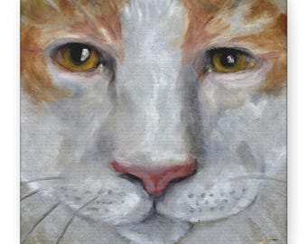 Close-Up Ginger Cat Face Canvas | Orange Tabby | Pet Wall Art