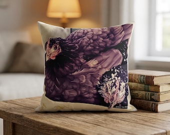 Chicken Pillow | Farmhouse Poultry Art, Rustic Coop Decor | Serama Hens