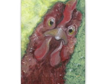 Curious Chicken Portrait Matte Canvas | Quirky Animal
