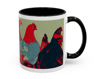 Retro Pop Art Chickens Accent Coffee Mug | 11oz, 15oz