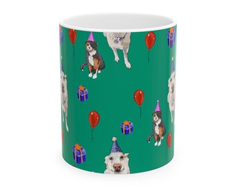 Happy Dog and Grumpy Cat Mug, Funny Puppy Kitten Coffee Mug, Pet Lover Gift