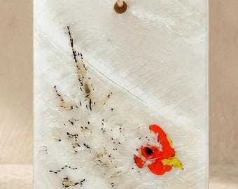 White Rooster Natural Shell Pendant, Boho Cottagecore Artwork Jewelry