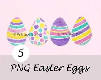 Easter Egg Clip Art / Easter Egg Border / Egg / PNG / Watercolor /