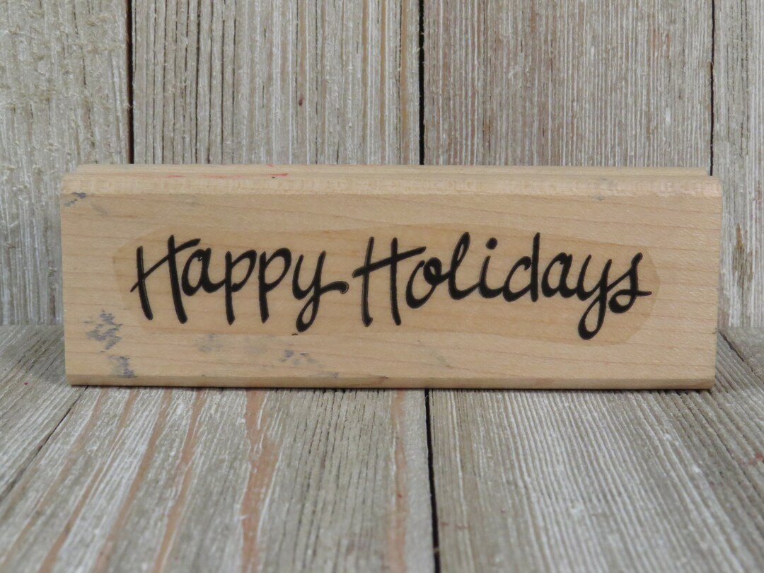 Happy Holiday Stamp / Christmas Greeting / Holiday Saying / Etsy