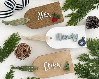 Custom Wood Stocking Tags | Christmas Wooden Name Tags | Christmas Gift Tags | Custom Christmas Tags