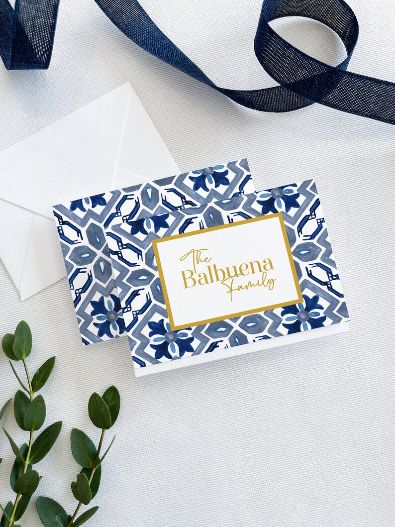 Personalized Folded Enclosure Cards Spanish Tile Enclosure Etsy