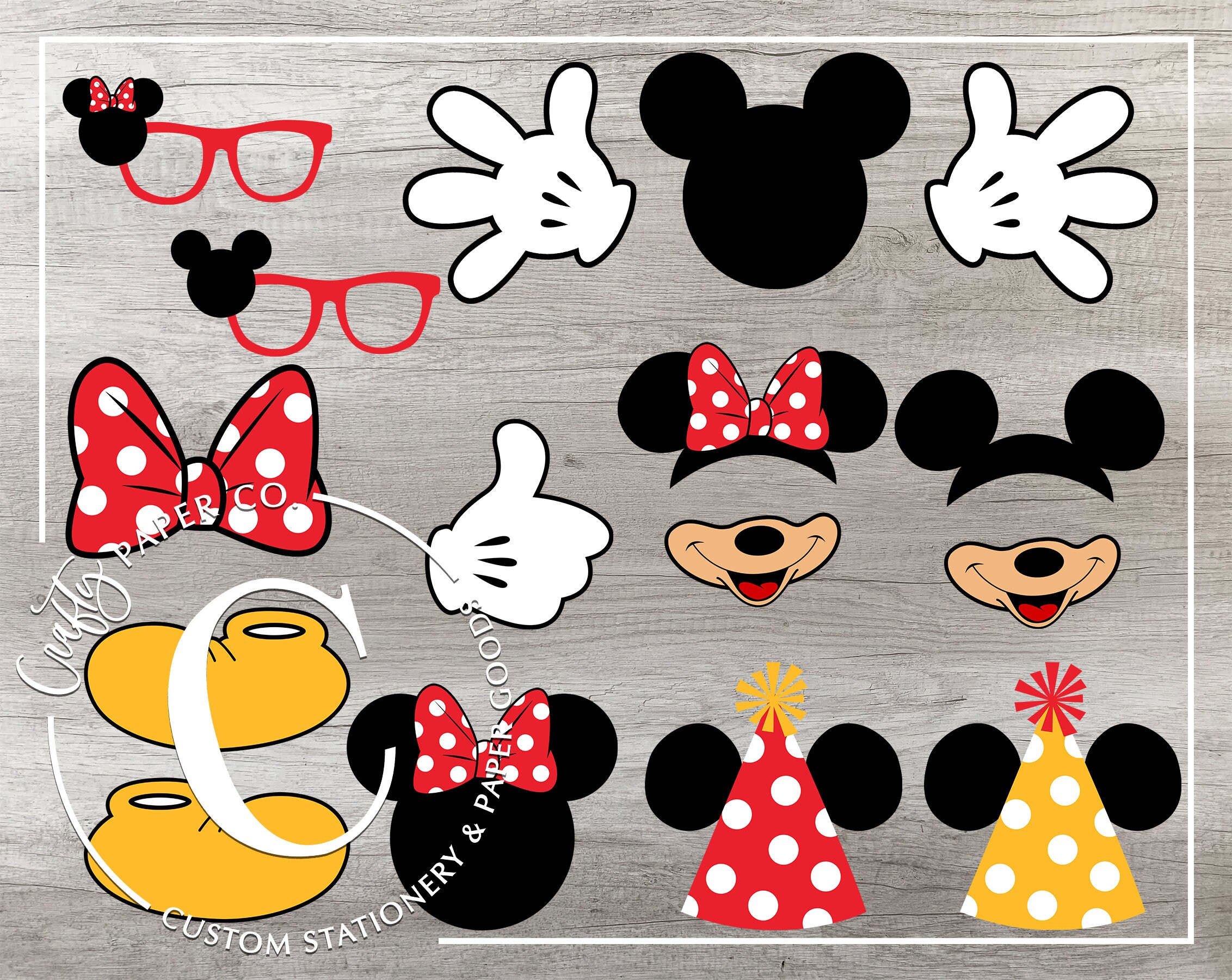 Mickey Mouse Photo Booth Props Minnie Mouse Photo Props Etsy