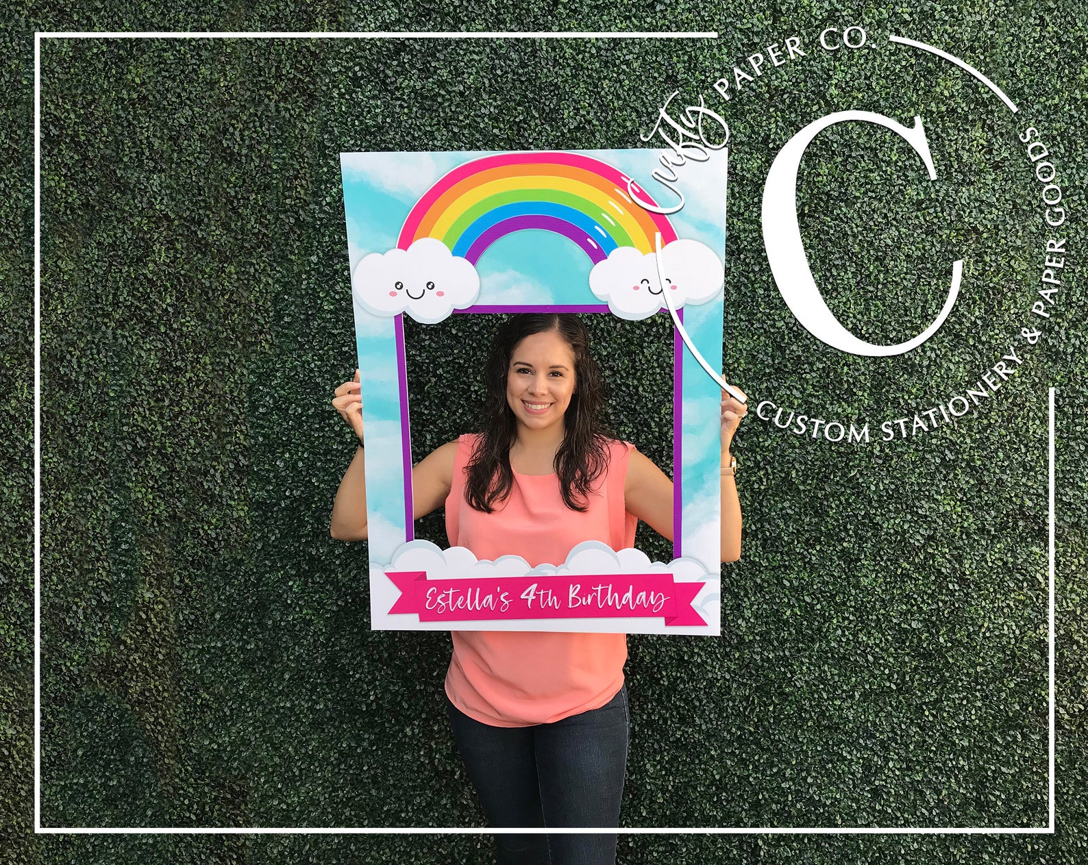 Rainbow Photo Booth Frame Clouds Photo Booth Prop Birthday Etsy