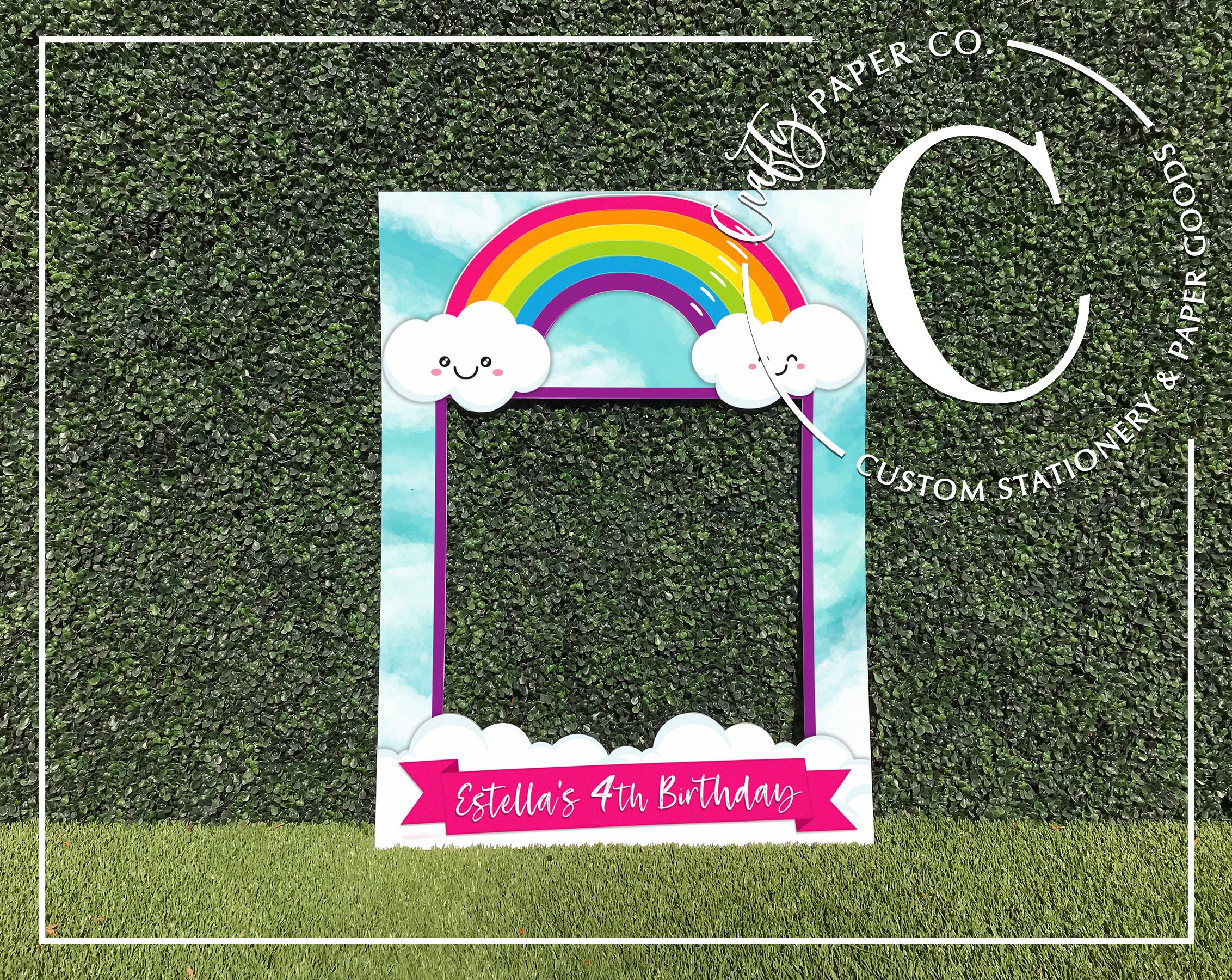 Rainbow Photo Booth Frame Clouds Photo Booth Prop Birthday Etsy
