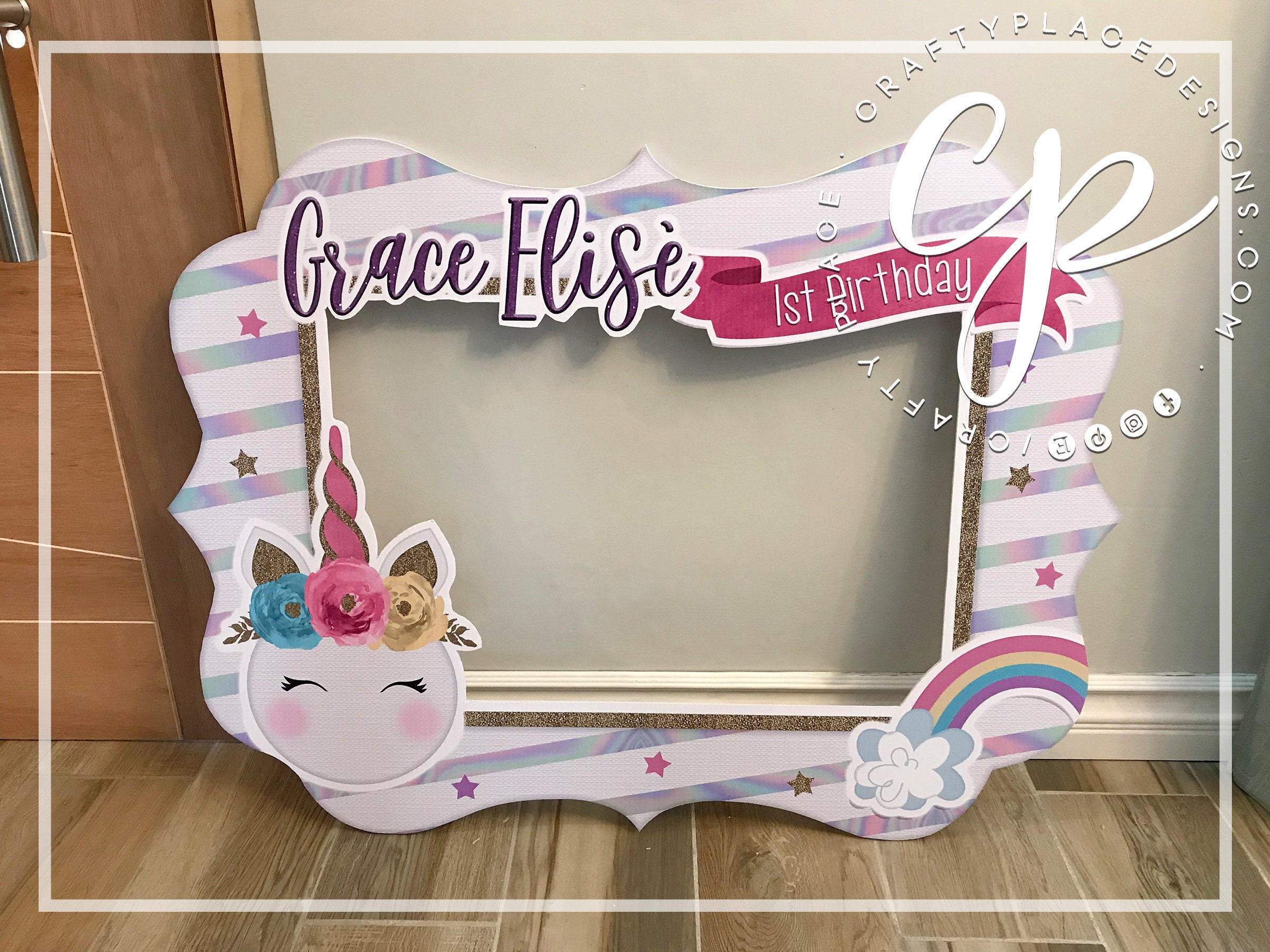 Unicorn photo booth frame Rainbow photo booth prop Etsy