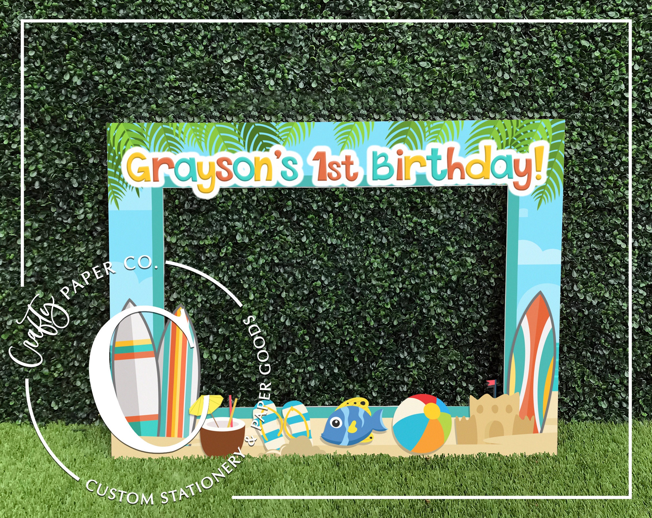 Beach photo booth frame Birthday photo booth prop Luau Etsy
