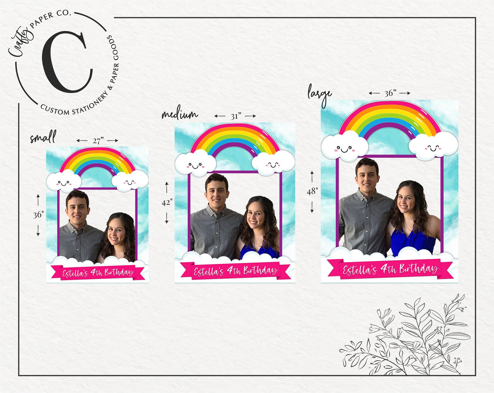 Rainbow Photo Booth Frame Clouds Photo Booth Prop Birthday Etsy