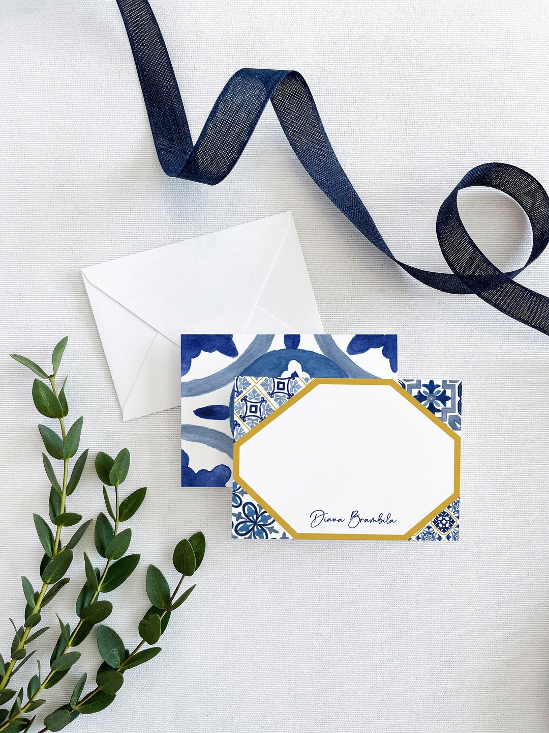 Personalized Flat Enclosure Cards Spanish Tile Enclosure Cards