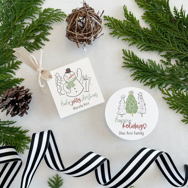 Santa and Friends Custom Favor Tags Set | Custom Hang Tags | Christmas Favor Tags | Custom Gift Tag Set | Christmas Stationery