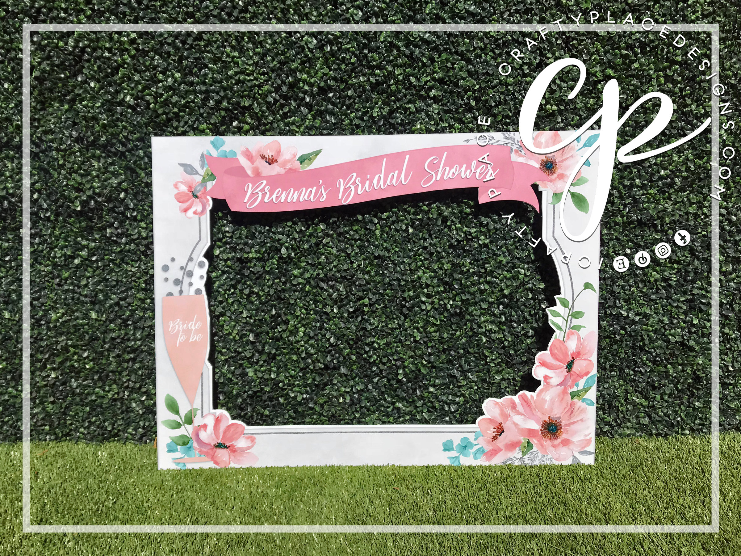 Bridal Shower photo booth frame Floral photo booth prop Etsy