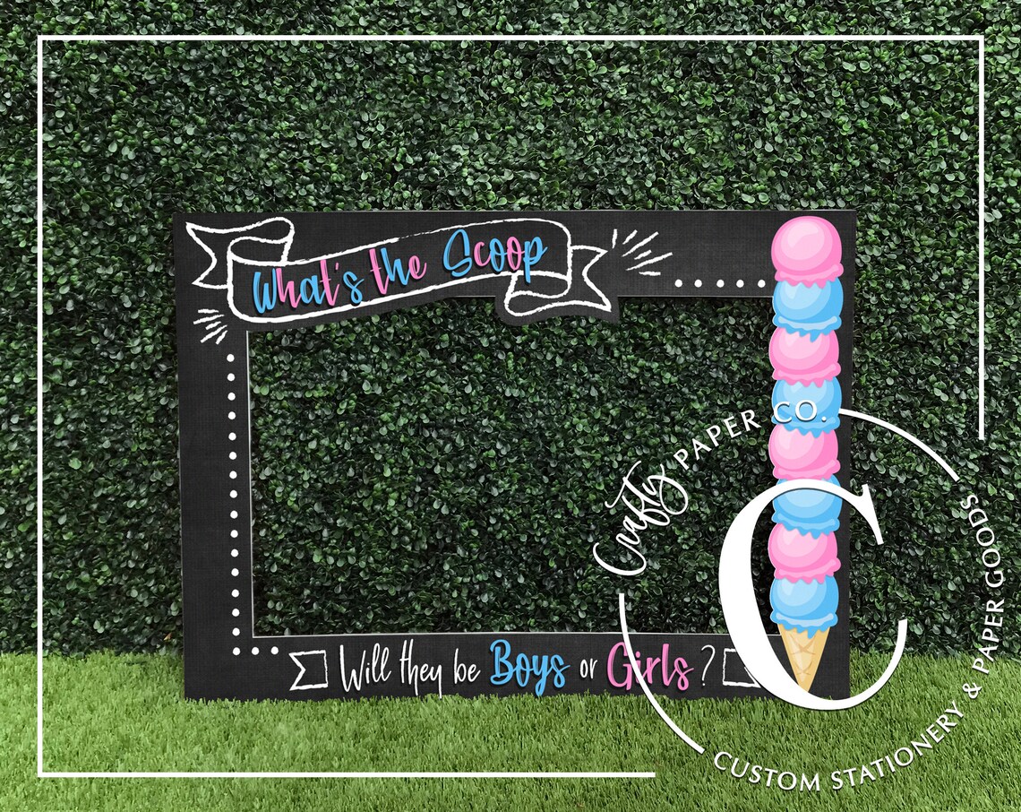 Gender reveal photo booth frame What's the scoop photo Etsy