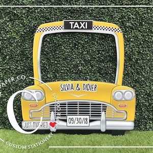 Taxi photo booth frame | New York Taxi photo booth prop | Car photo frame | Wedding photo booth backdrop | Selfie frame | Digital File