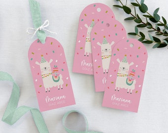 Party Llama Custom Gift Tags Set | Llama Custom Hang Tags | Personalized Favor Tags | Party Llama Kids Stationary