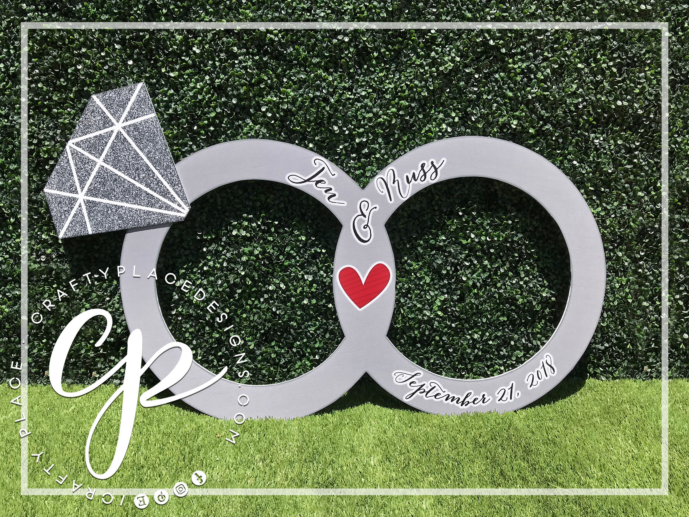 Wedding photo booth frame Ring photo booth prop Engagement Etsy