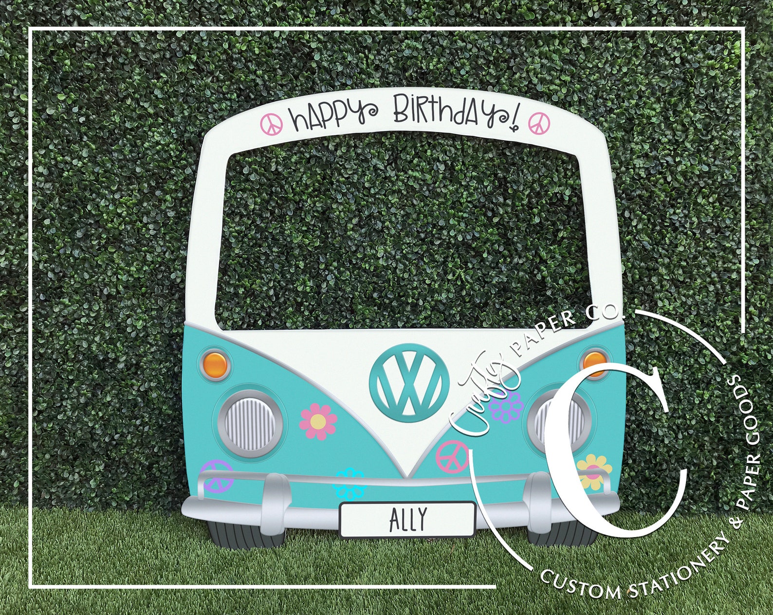 Hippie photo booth frame Groovy VW bus photo booth prop VW | Etsy