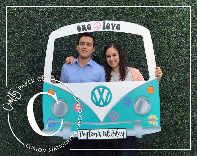 Hippie photo booth frame Groovy VW bus photo booth prop VW Etsy