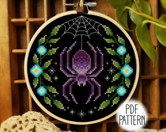 Spider Celestial 6" Cross Stitch Pattern PDF DOWNLOAD Witchy Cottagecore Cross Stitch