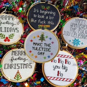 Subversive Holiday Ornament Pattern Bundle *PDF Download* Cross Stitch Christmas DIY Gift