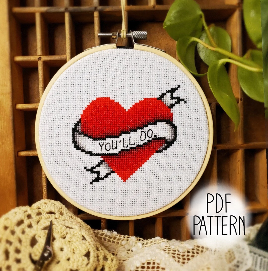 You'll Do Tattoo Heart Cross Stitch Pattern PDF DOWNLOAD Subversive ...
