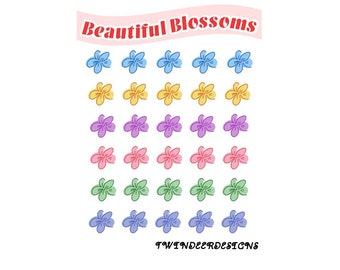 Beautiful Blossoms Paper Craft or Waterproof Vinyl Pastel Rainbow Sticker Sheet