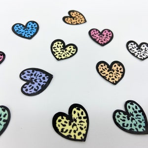 Leopard Hearts Stickers Pastel Rainbow Waterproof Vinyl Set of 7