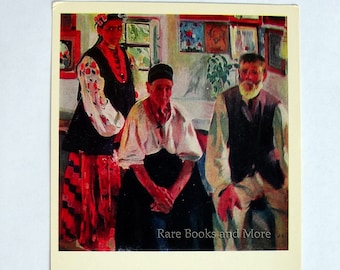 Peasant Family Card, Vintage Postcard, 1981, Artist O. Murashko, Ukrainian folk costumes Painting, Old age Man, Woman, Youth Girl Art Print
