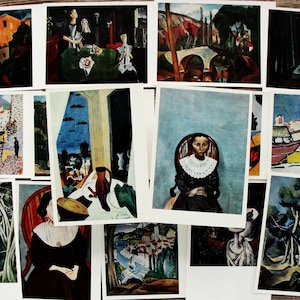 Andre Derain Postkarten 15er Set, Vintage Postkarten A6 Größe, 1971, André Derain Gemälde, Derain Kunstwerk, Fauvismus Kunstdruck