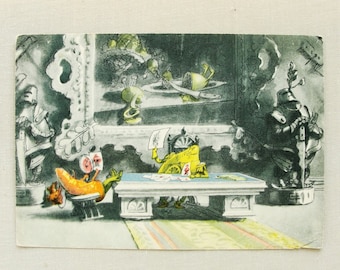 Prince Lemon, Sleuth Carrot Illustration Vintage Postcard, 1956, Art by Evgeny Galey, Children's Card, Adventures of Cipollino Art Print