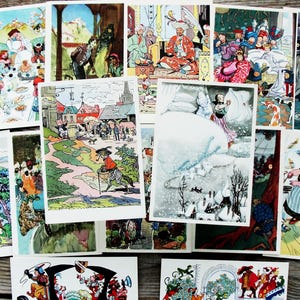 Märchen der Völker der Welt, Vintage-Postkarten-Set von 15, Illustratoren Nika Goltz, Alfeevsky, Filippovsky, Antokolskaya, 1965