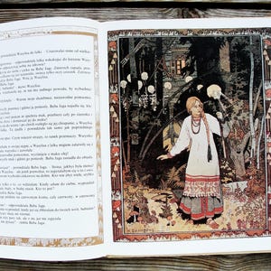 Ivan Bilibin, Four Russian Fairy Tales Illustrations, Russian Folk Tales Painting, Vintage Children&#39;s Book in Polish, 1988, Baba Yaga Art