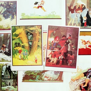 Hop o' My Thumb, 18er Set Vintage Kinderpostkarten 1979, Illustrator B. Dekhterev, Charles Perrault, Märchen Kunstdruck Geschenk für Liebhaber