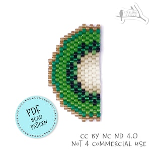 PDF Pattern, Kiwifruit wedge, Peyote/Brick stitch seed bead earrings.
