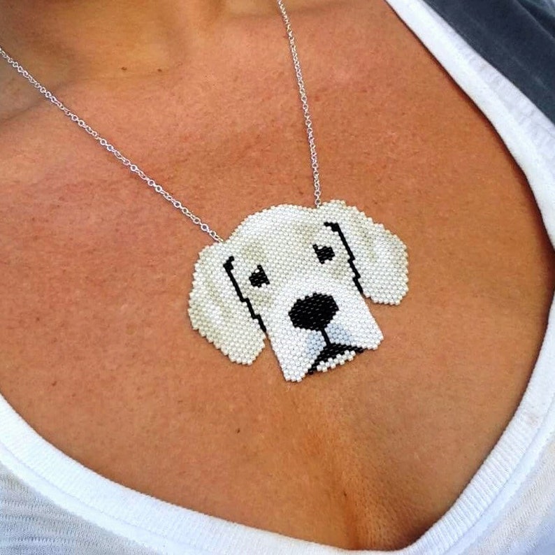 Free worldwide shipping. Beaded Retriever dog Necklace Etsy