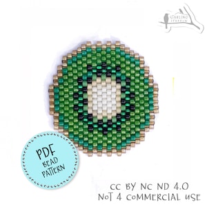 PDF Pattern, Kiwifruit, Peyote/Brick stitch seed bead earrings.