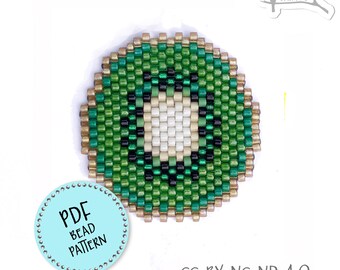 PDF-Muster, Kiwi, Peyote/Brick stitch rocailles perlen ohrringe.