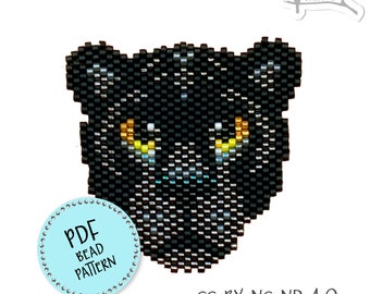 Patron PDF, panthère, peyotl/pendentif/broche/boucle d'oreille en perles de rocailles.