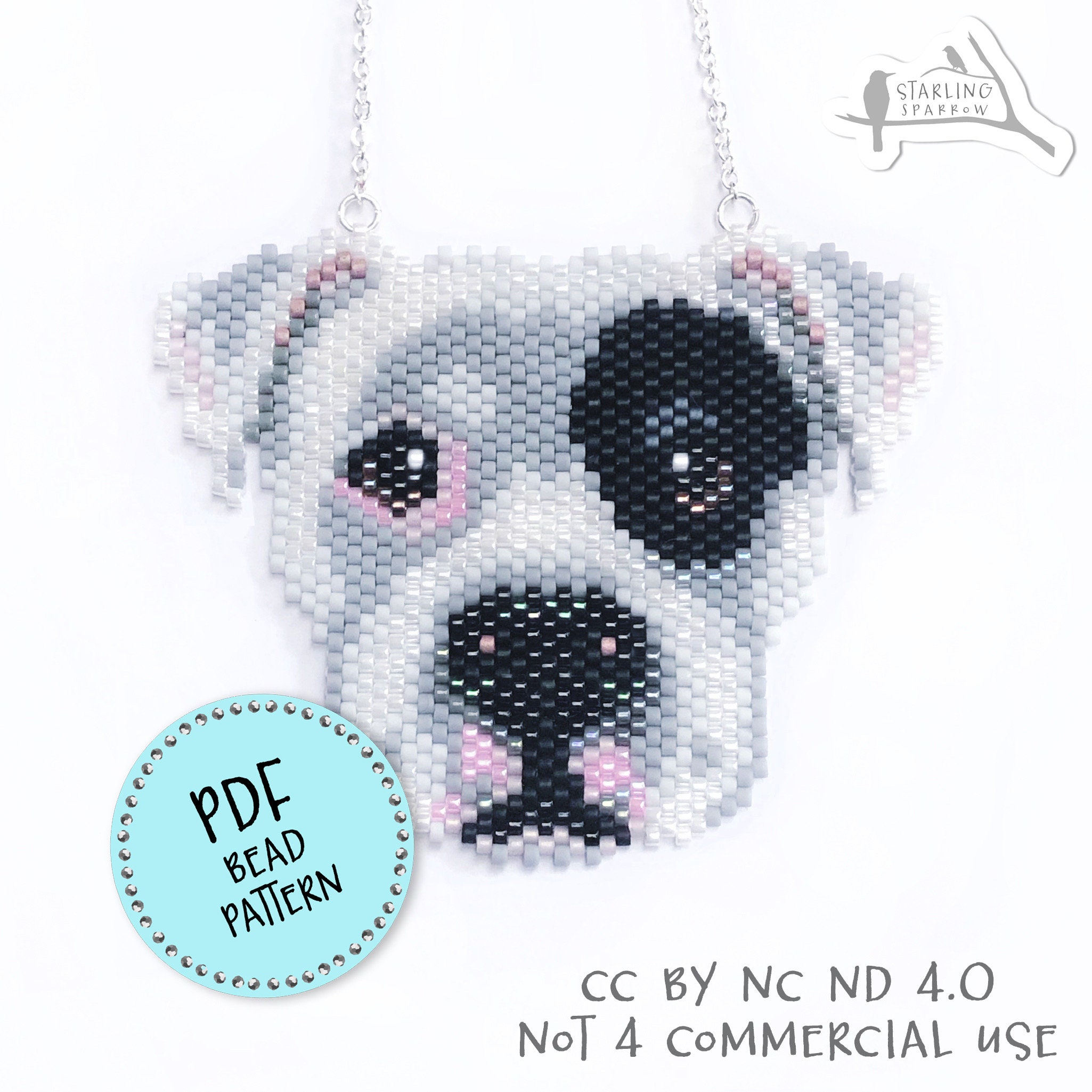 PDF Pattern, Pitbull, Peyote/brick Stitch Seed Bead Pendant/brooch