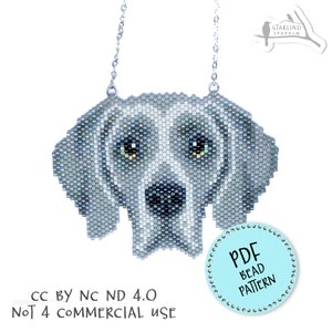 PDF Pattern, Weimaraner, Peyote/Brick stitch seed bead pendant/brooch.
