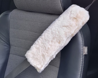 Luxury Sheepskin Seat Belt Pad Cover Adult Child Car Seatbelt Car Accessory Lambland Genuine Shearling Ripper Fastening Black Grey Pink