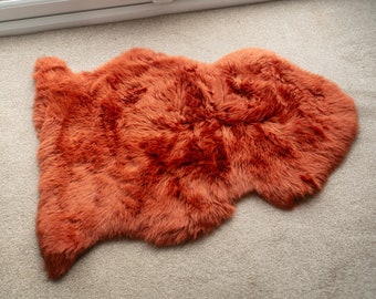 Genuine Sheepskin Rug 100% Natural Grade A Eco Tanned Rust Coloured Quality New Zealand Sourced Silky Soft Hide Pelt Large Single