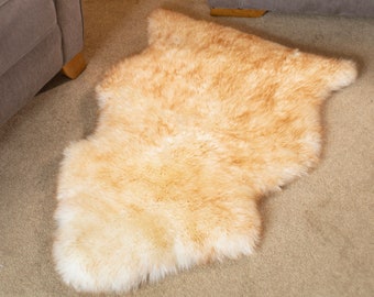 Genuine Sheepskin Rug 100% Natural Grade A Eco Tanned Cream Brown Tipped Quality New Zealand Sourced Silky Soft Hide Pelt Large Single