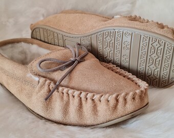 Luxury Genuine Black Leather Moccasins ~ Made in the UK ~ PVC Sole