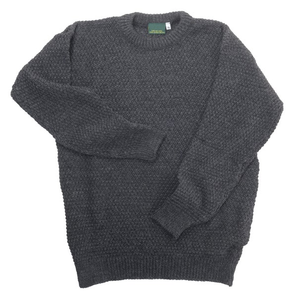 Fil de rechange pour homme 100 % laine tricoté à la main Pull en tricot fin non doublé Aran Pull Charcoal Grey Fair Trade Fitted Pullover UK Made Country Wear