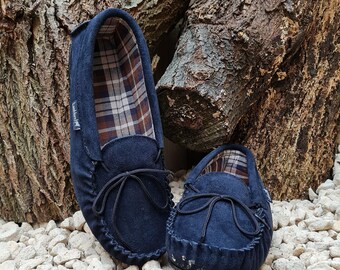 Blue moccasin hotsell slippers